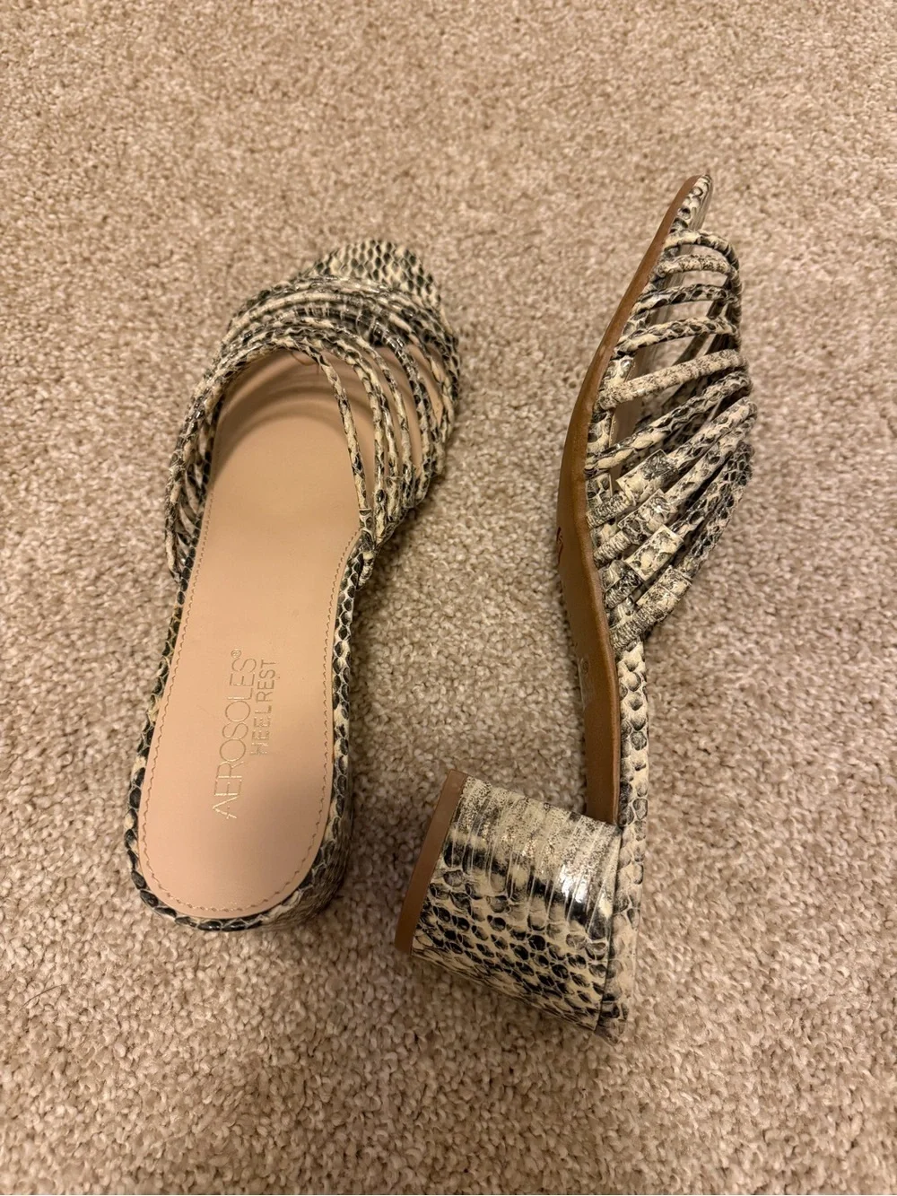 Aerosoles Heel Rest Faux Snakeskin slip on strappy sandals heels 11 NEW no box